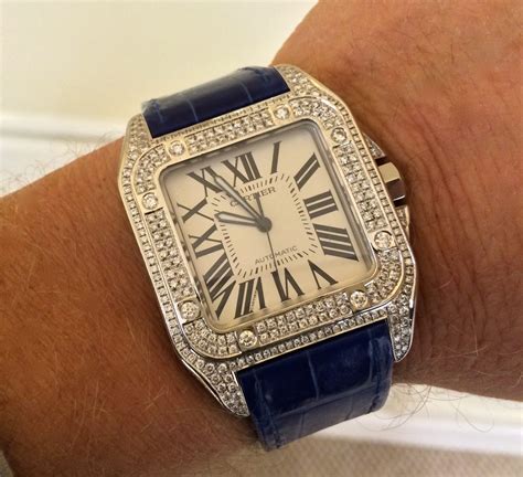 cartier santos 100 with diamonds|cartier santos diamond bezels.